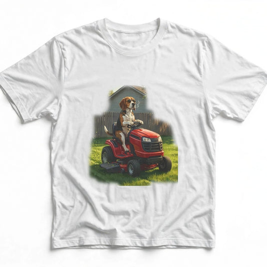 Beagle Lawn Mower Tee | Funny Spring Dog Graphic Shirt