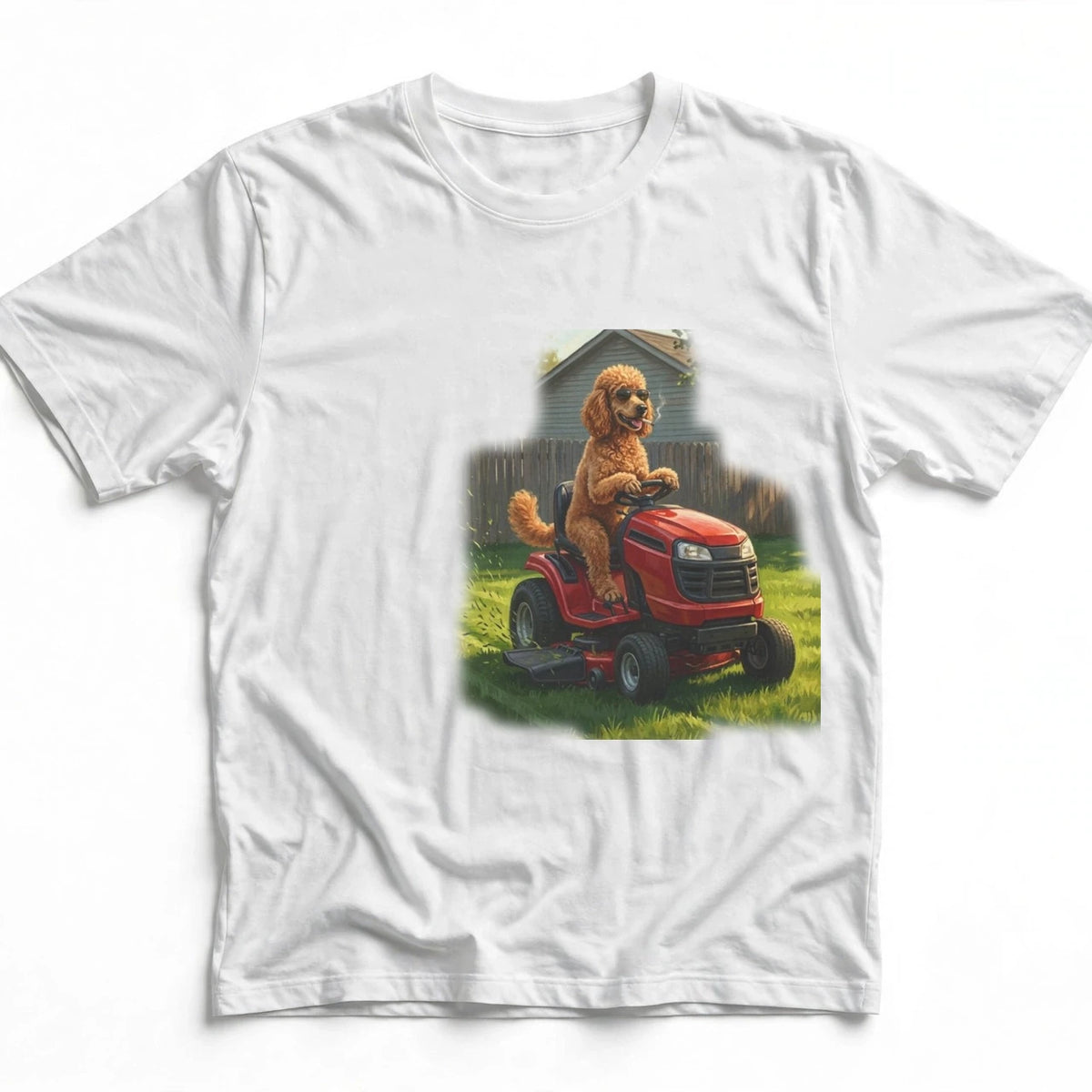 Poodle Lawn Mower Tee | Funny Spring Dog Graphic Shirt