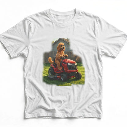 Poodle Lawn Mower Tee | Funny Spring Dog Graphic Shirt