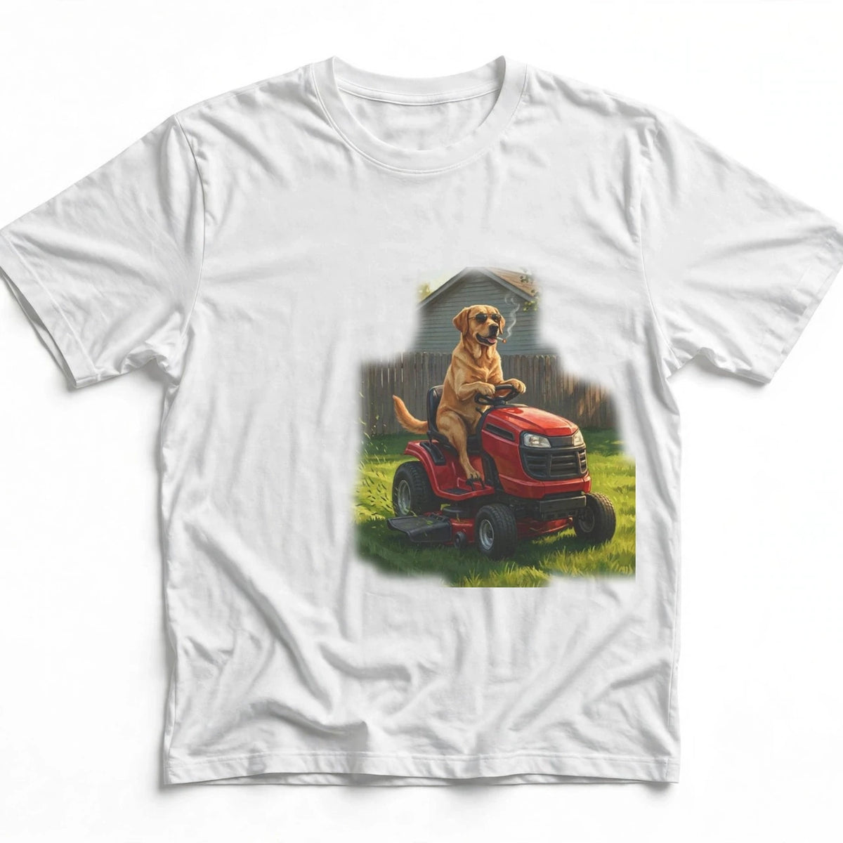 Labrador Lawn Mower Tee | Funny Spring Dog Graphic Shirt