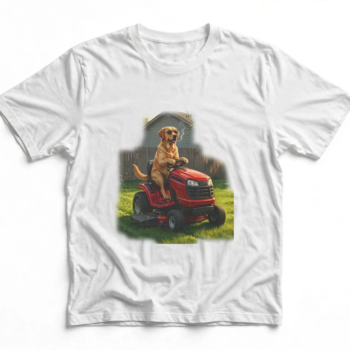 Labrador Lawn Mower Tee | Funny Spring Dog Graphic Shirt