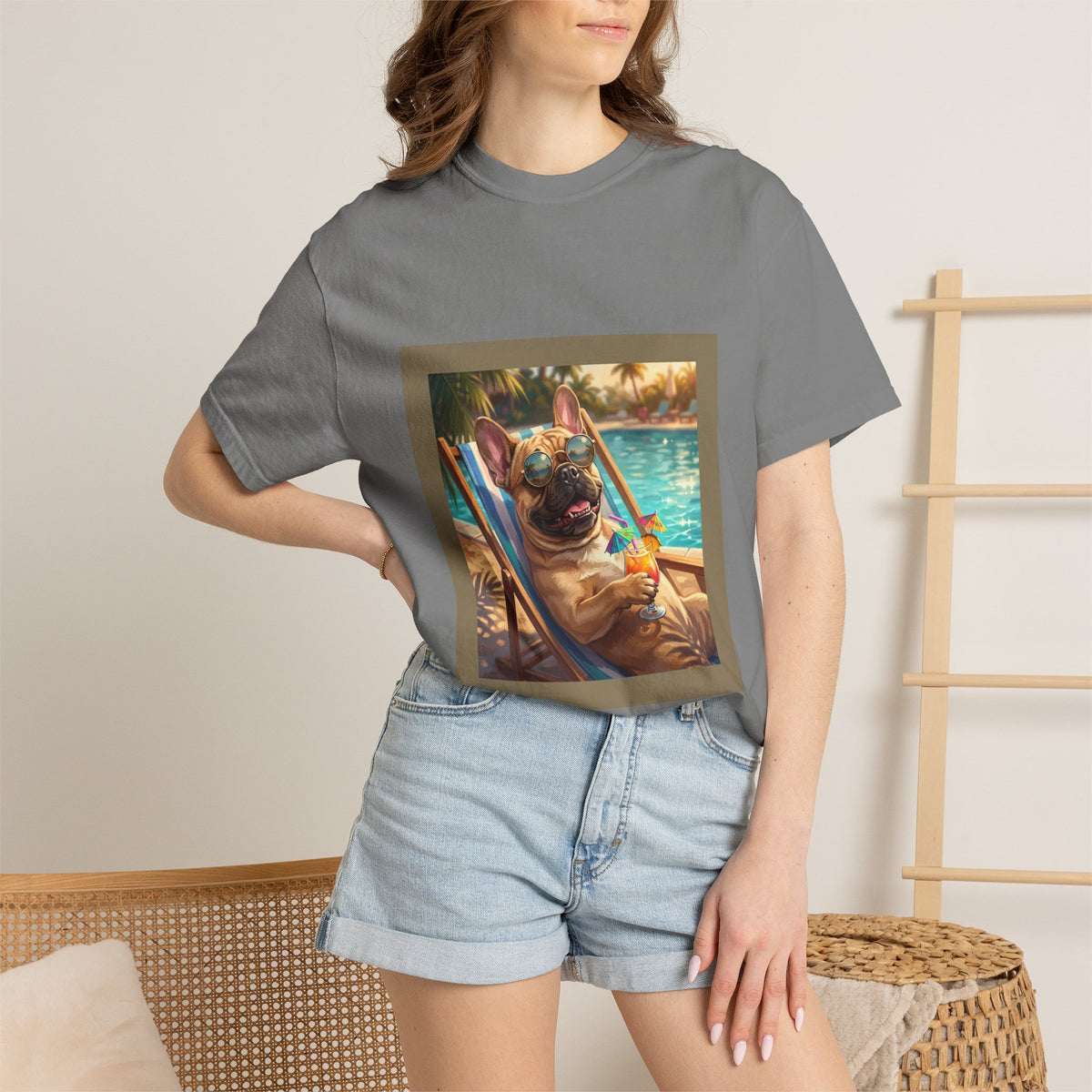 French Bulldog Poolside Tee | Funny Summer Dog Graphic Shirt