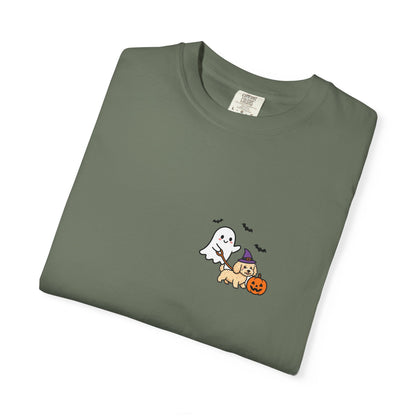 Goldendoodle Ghost Walking Dog Pocket Tee Cute Halloween Dog Shirt