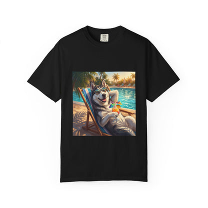Siberian Husky Poolside Tee | Funny Summer Dog Graphic Shirt