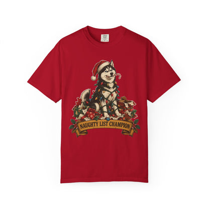 Naughty List Champion Siberian Husky Christmas Tee