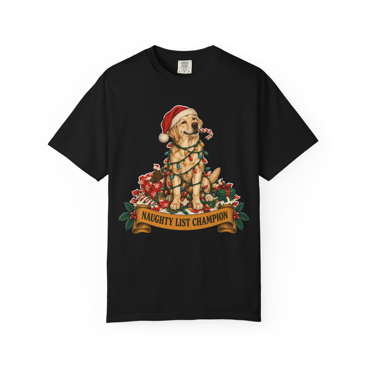 Naughty List Champion Labrador Retriever Christmas Tee