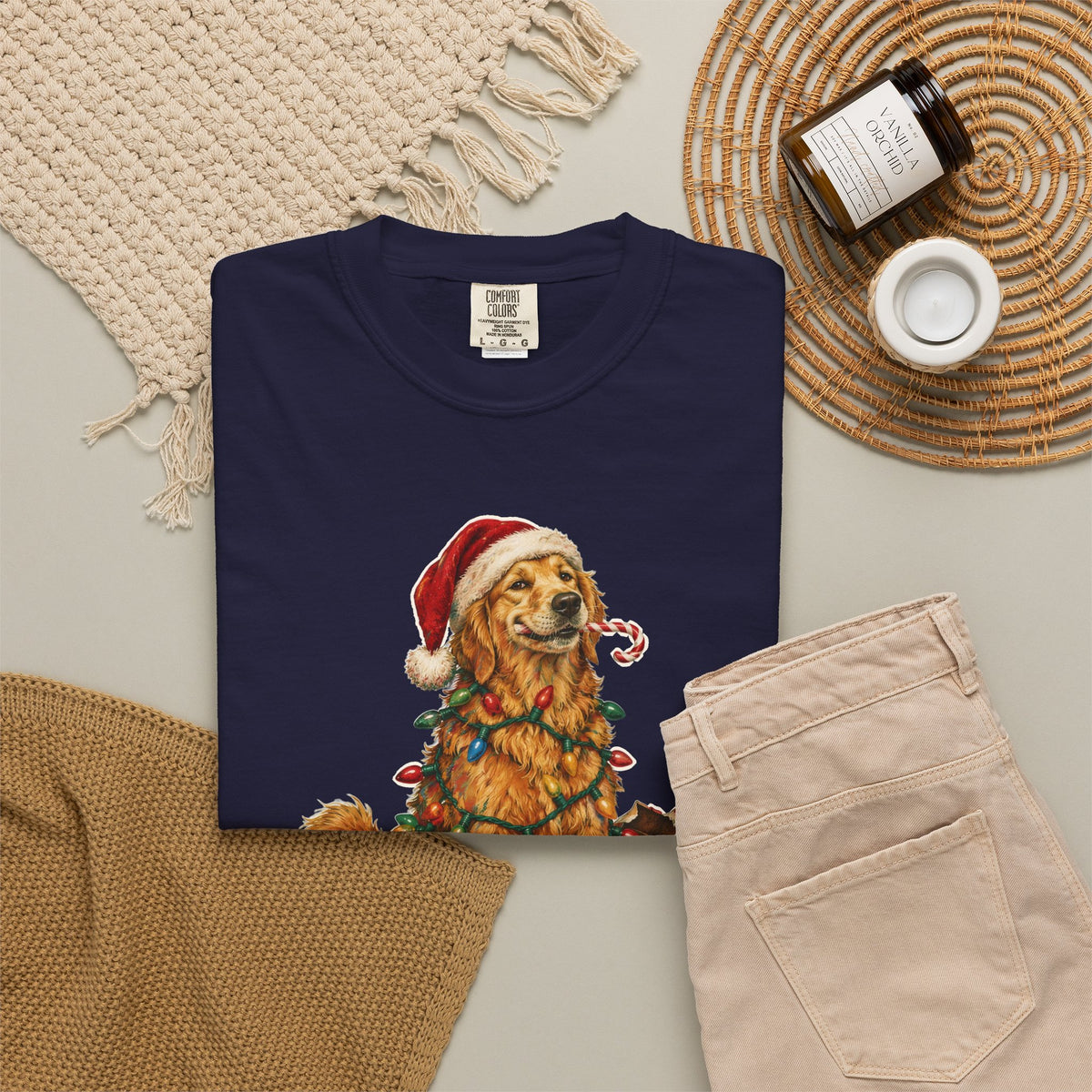 Naughty List Champion Golden Retriever Christmas Tee