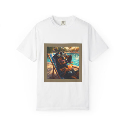 Rottweiler Poolside Tee – funny summer dog graphic t-shirt