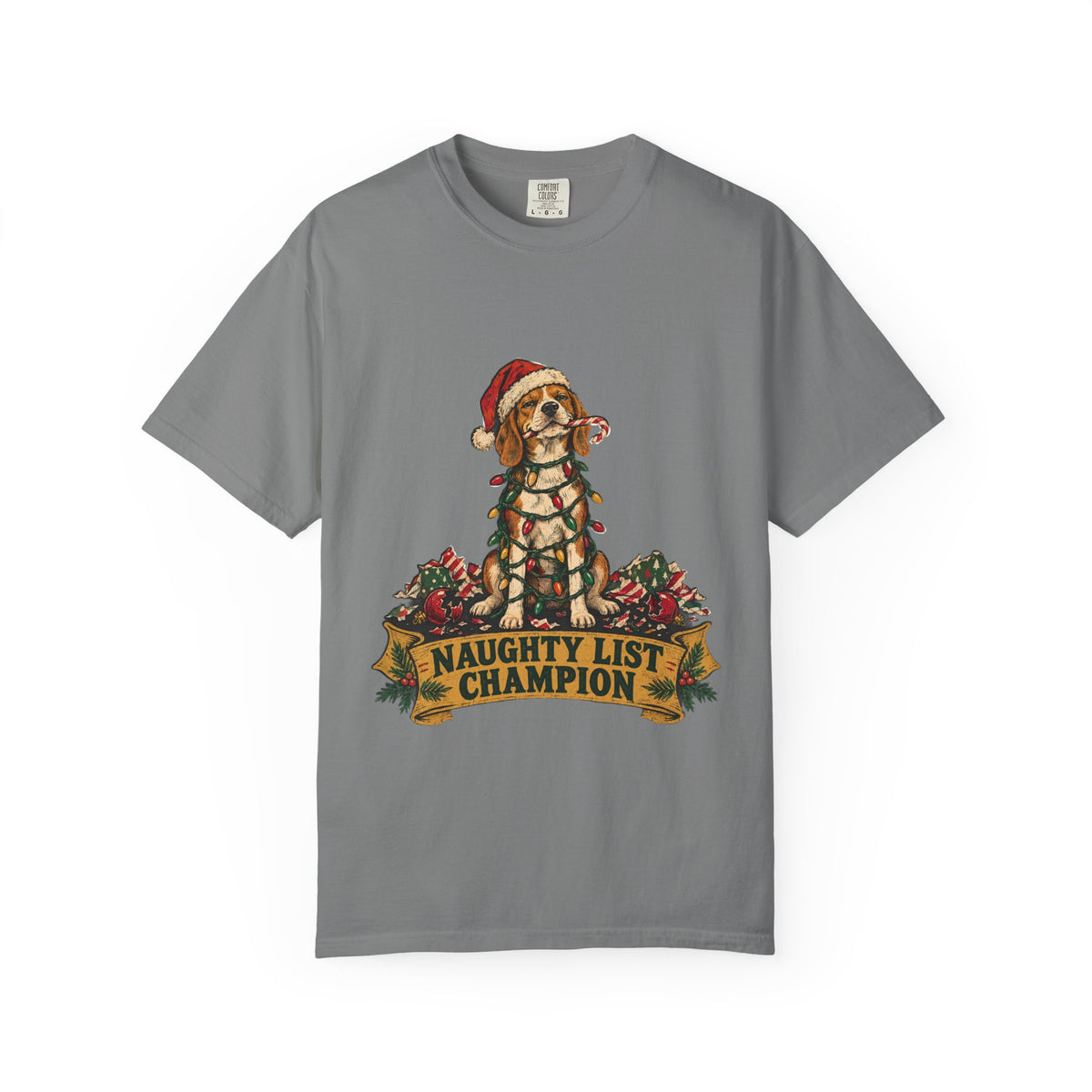 Naughty List Champion T-Shirt — Funny Christmas Dog Holiday Tee