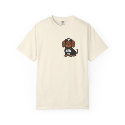 Dachshund Skeleton Halloween Pocket Tee | Cute Spooky Dog Shirt