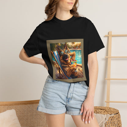 German Shepherd Poolside Tee | Funny Summer Dog Graphic Shirt