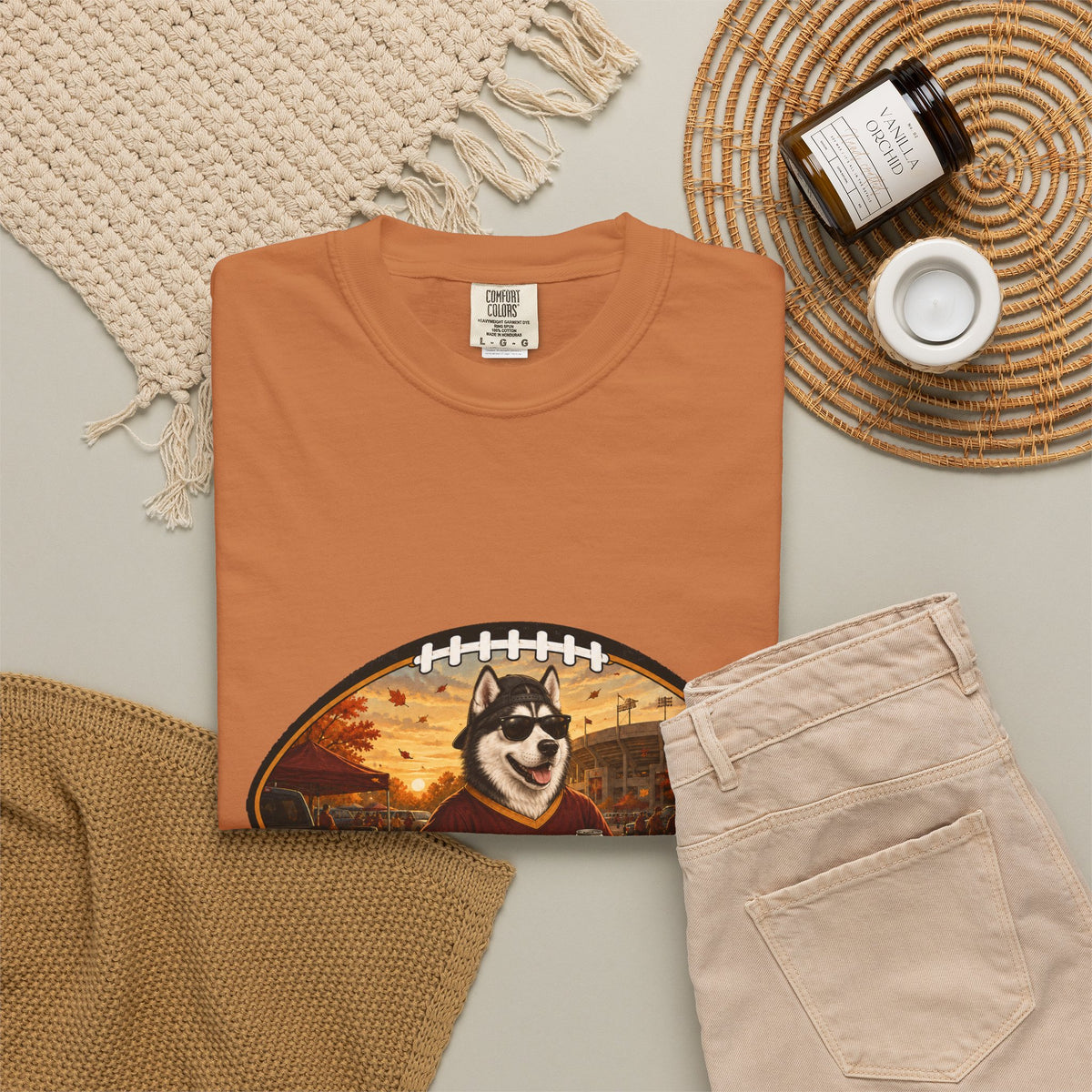 Siberian Husky Tailgate Tee | Funny Fall Football Dog Shirt