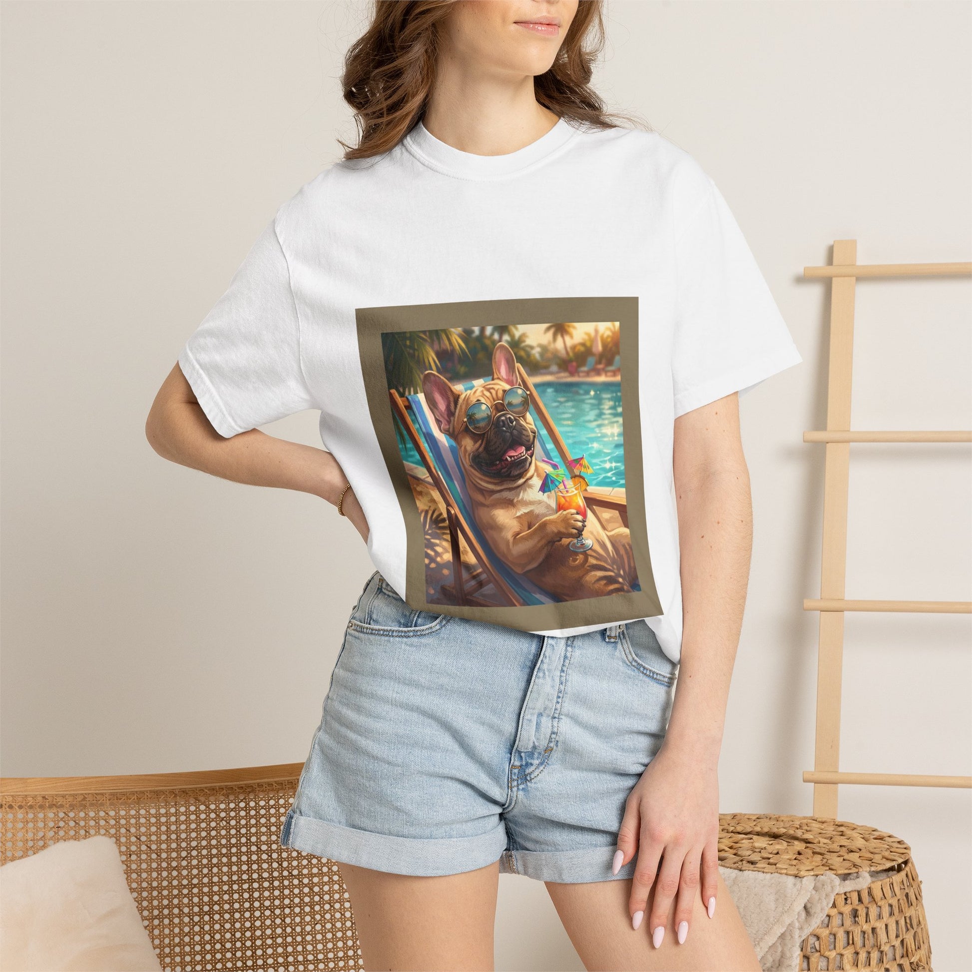 French Bulldog Poolside Tee | Funny Summer Dog Graphic Shirt