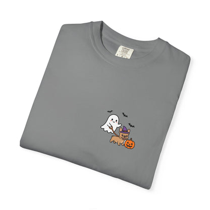 French Bulldog Ghost Walking Dog Pocket Tee Cute Halloween Dog Shirt