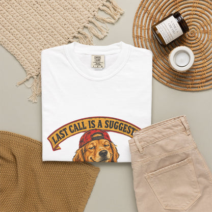 Last Call Larry Golden Retriever Bar Tee