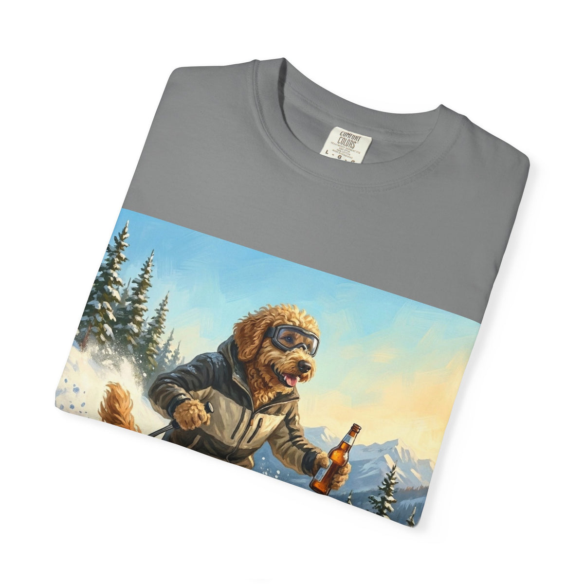 Goldendoodle Skiing Tee | Funny Winter Dog Graphic Shirt