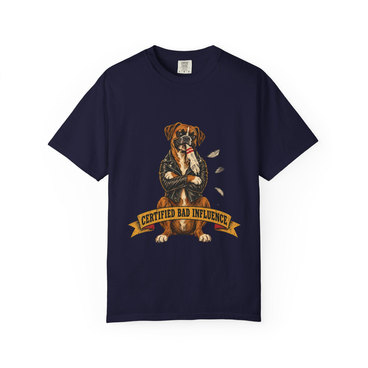 Certified Bad Influence Dog T-Shirt — Funny Boxer Puppy Graphic Tee