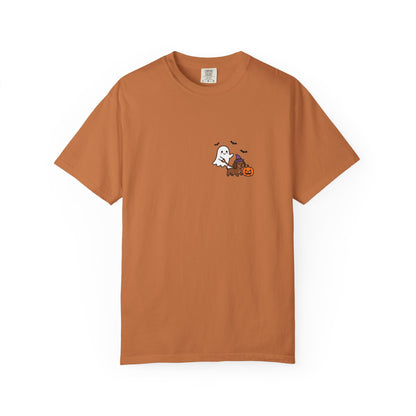 Ghost Walking Dog Pocket Tee | Cute Halloween Dog Shirt