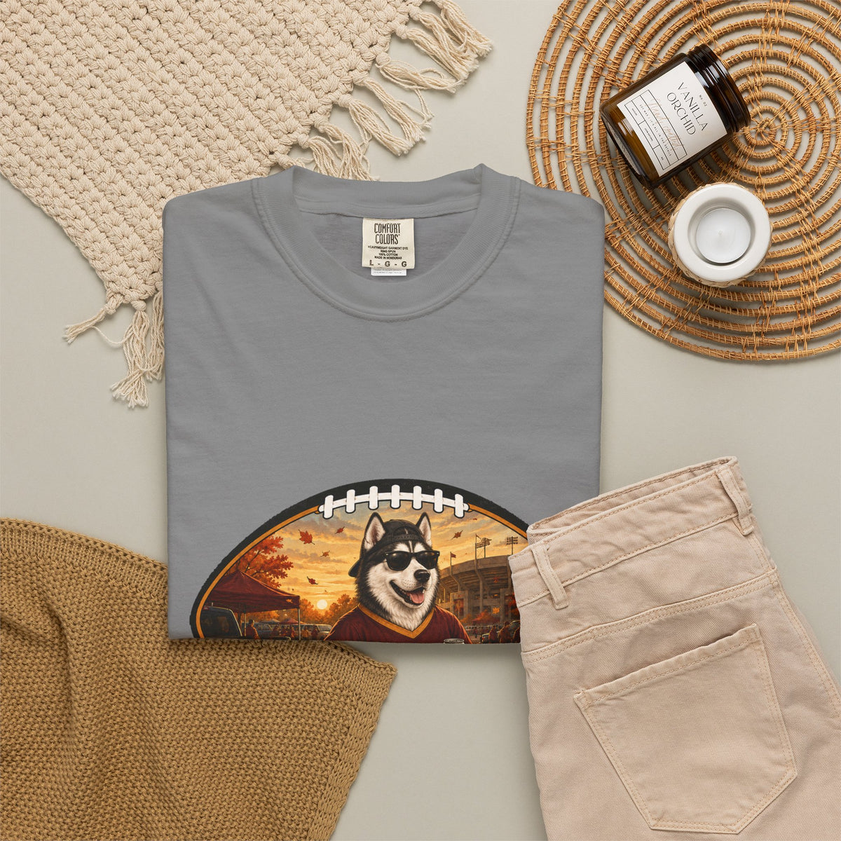 Siberian Husky Tailgate Tee | Funny Fall Football Dog Shirt