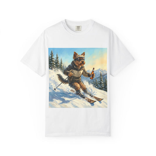 Yorkshire Terrier Skiing Tee – funny winter dog graphic t-shirt