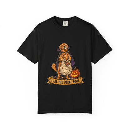 I Ate the Whole Bowl Golden Retriever Halloween Tee