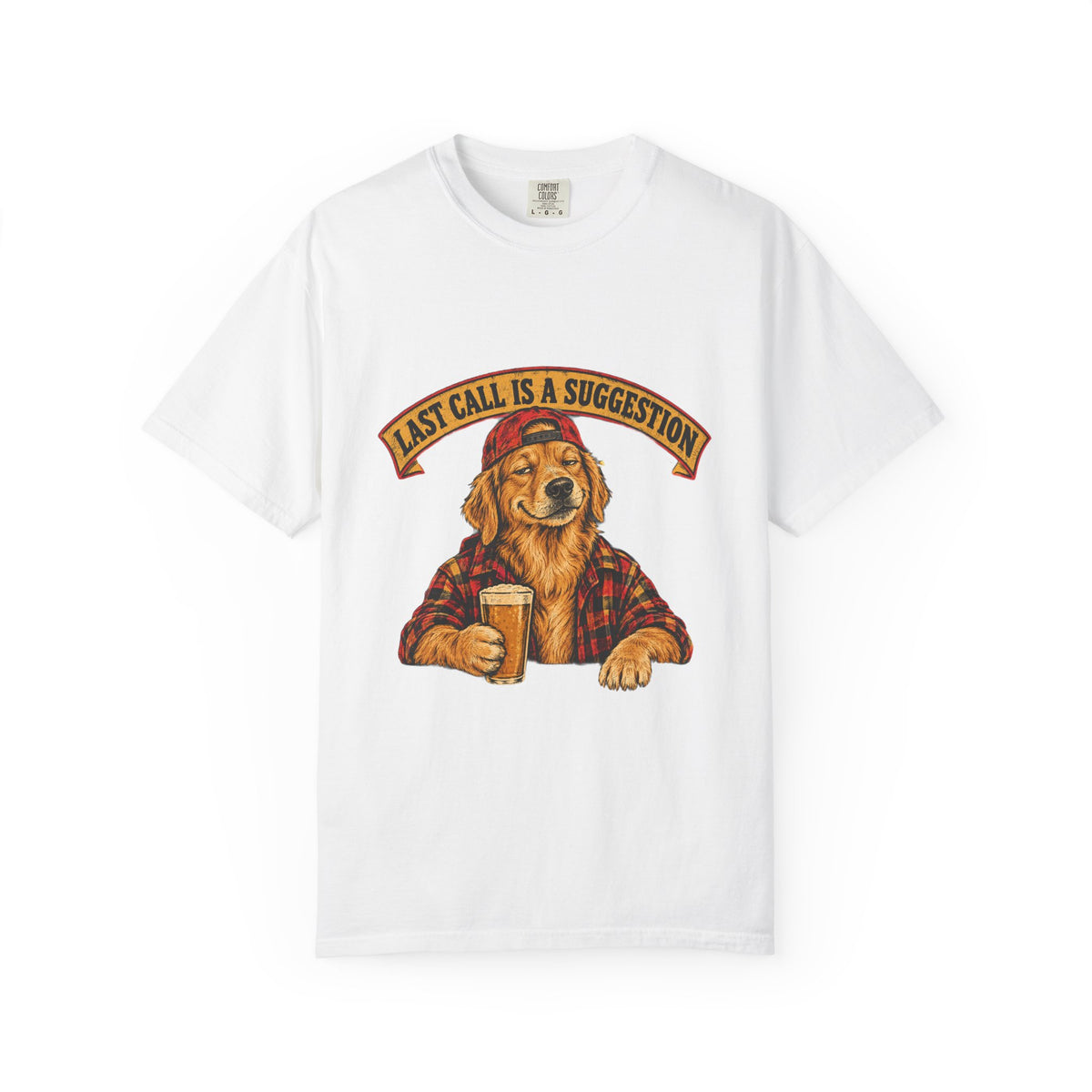 Last Call Larry Golden Retriever Bar Tee