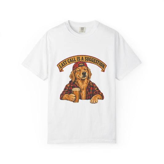 Last Call Larry Golden Retriever Bar Tee