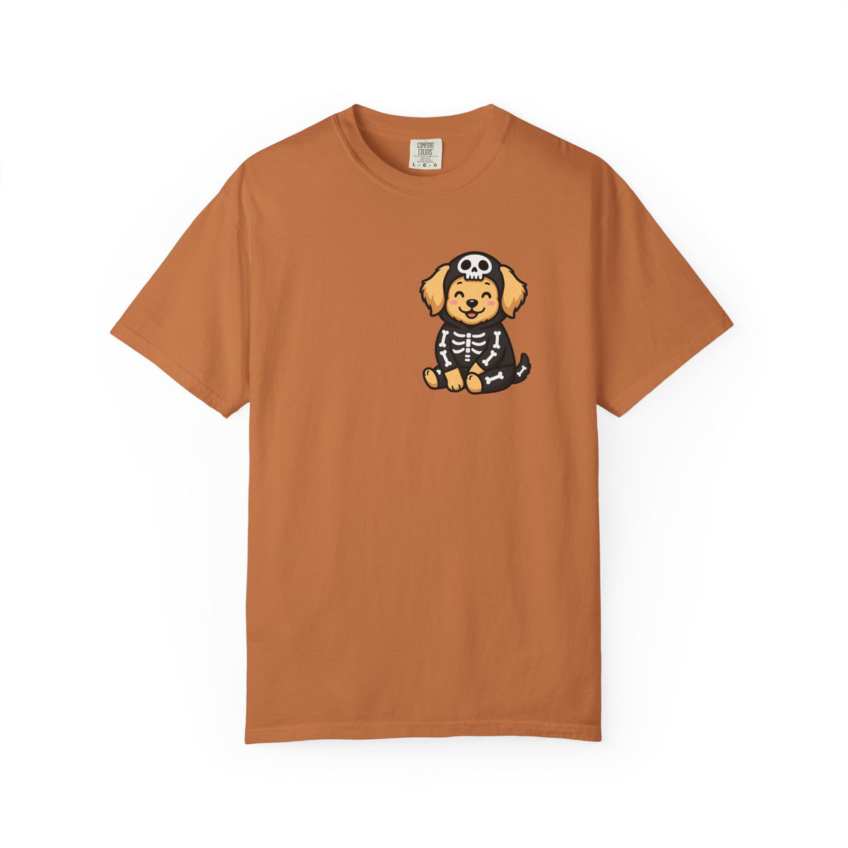 Golden Retriever Skeleton Halloween Pocket Tee | Cute Spooky Dog Shirt