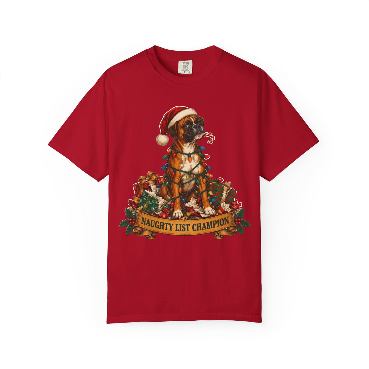 Naughty List Champion Boxer Christmas Tee