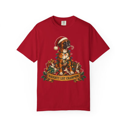 Naughty List Champion Boxer Christmas Tee