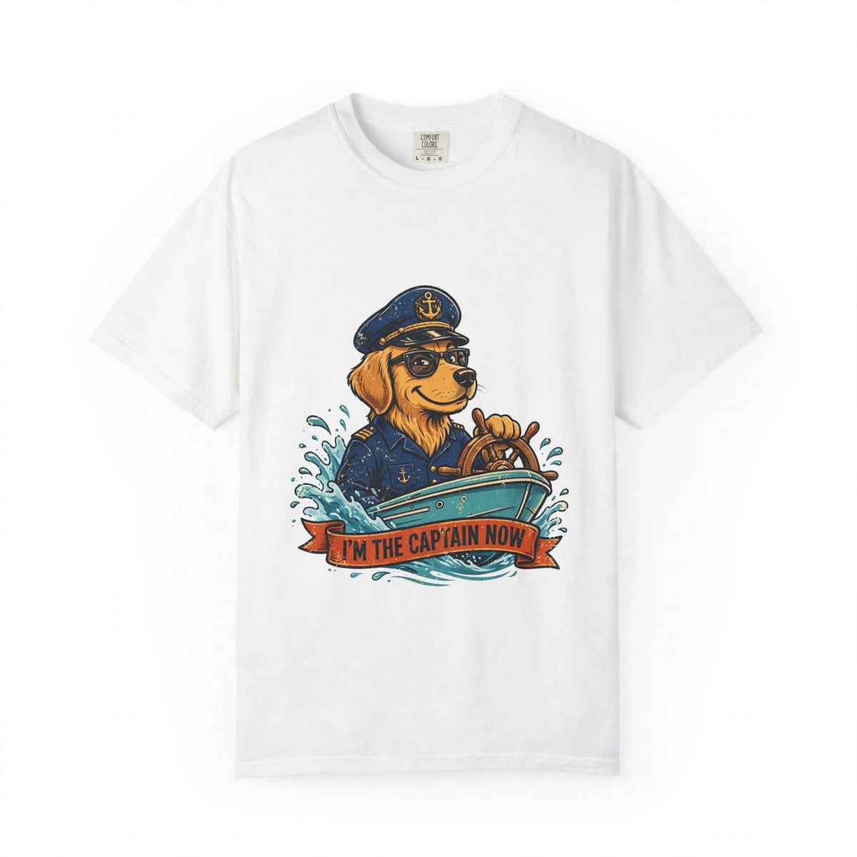 Golden Retriever Boat Captain Tee | Funny Summer Dog Graphic Shirt
