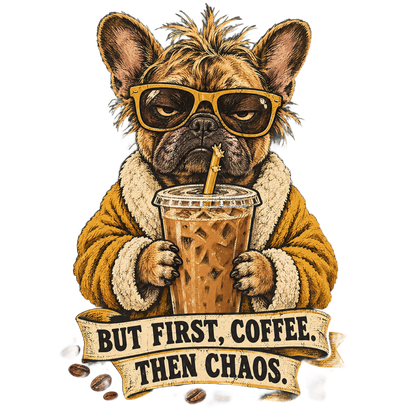 Iced Coffee Addict French Bulldog Coffee Tee transparent art