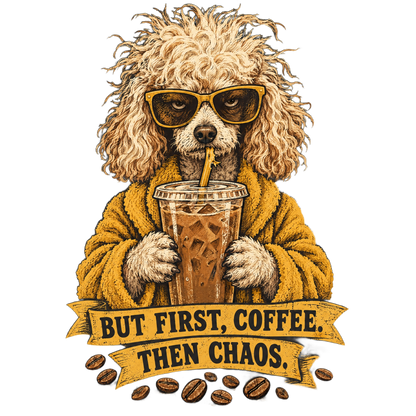 Iced Coffee Addict Poodle Coffee Tee transparent art