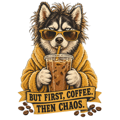 Iced Coffee Addict Siberian Husky Coffee Tee transparent art