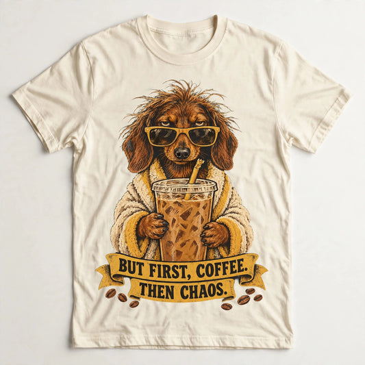 Iced Coffee Addict Dachshund Coffee Tee