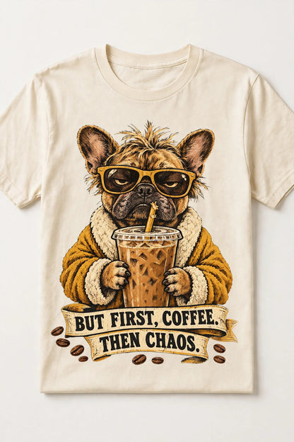 Iced Coffee Addict French Bulldog Coffee Tee