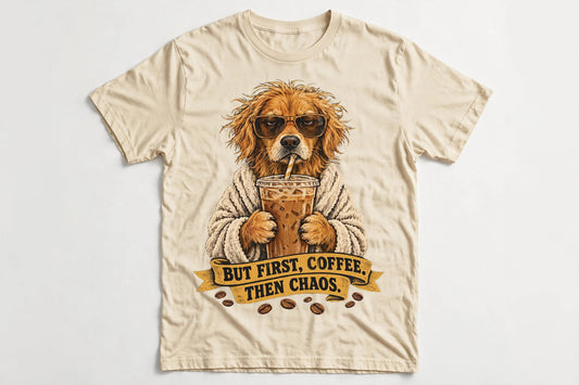 Iced Coffee Addict Golden Retriever Coffee Tee