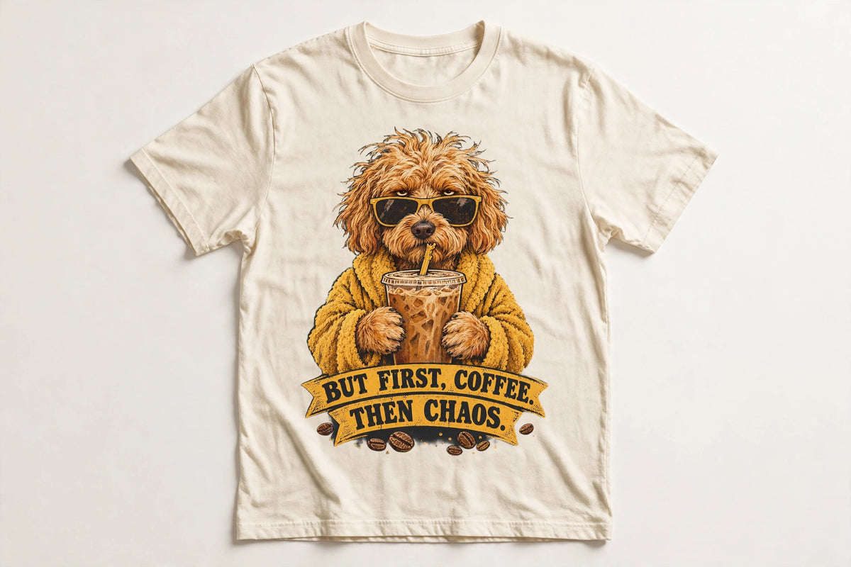 Iced Coffee Addict Goldendoodle Coffee Tee