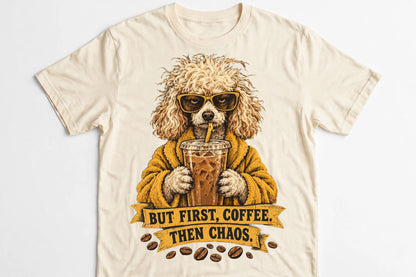 Iced Coffee Addict Poodle Coffee Tee
