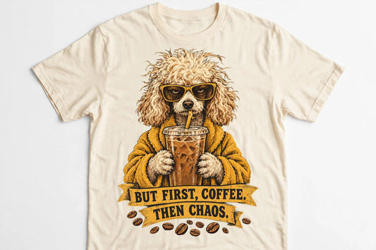 Iced Coffee Addict Poodle Coffee Tee