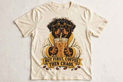 Iced Coffee Addict Rottweiler Coffee Tee