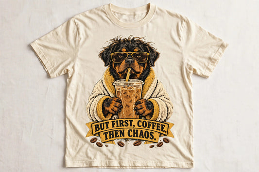 Iced Coffee Addict Rottweiler Coffee Tee