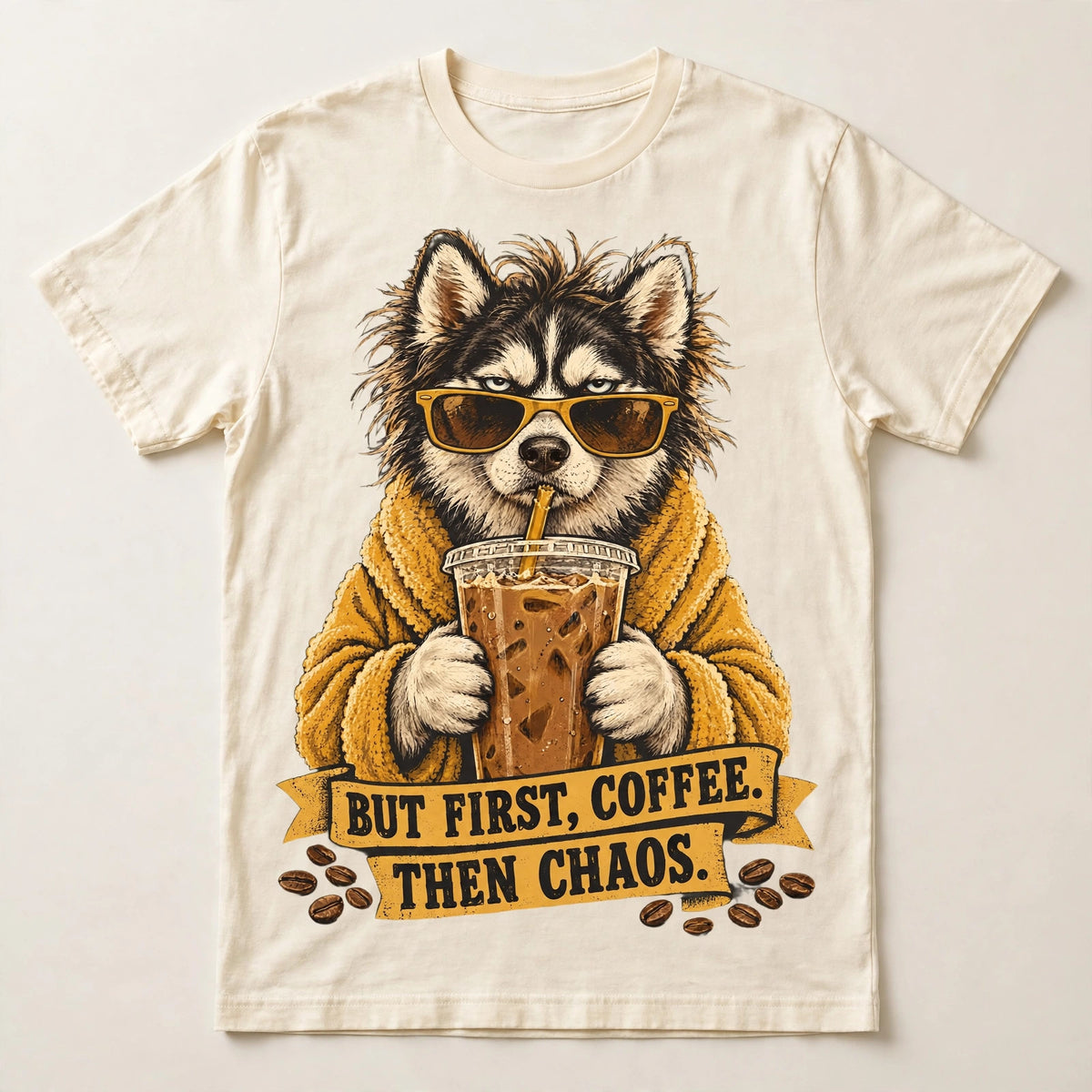 Iced Coffee Addict Siberian Husky Coffee Tee