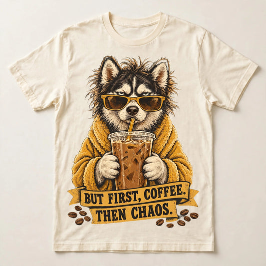 Iced Coffee Addict Siberian Husky Coffee Tee