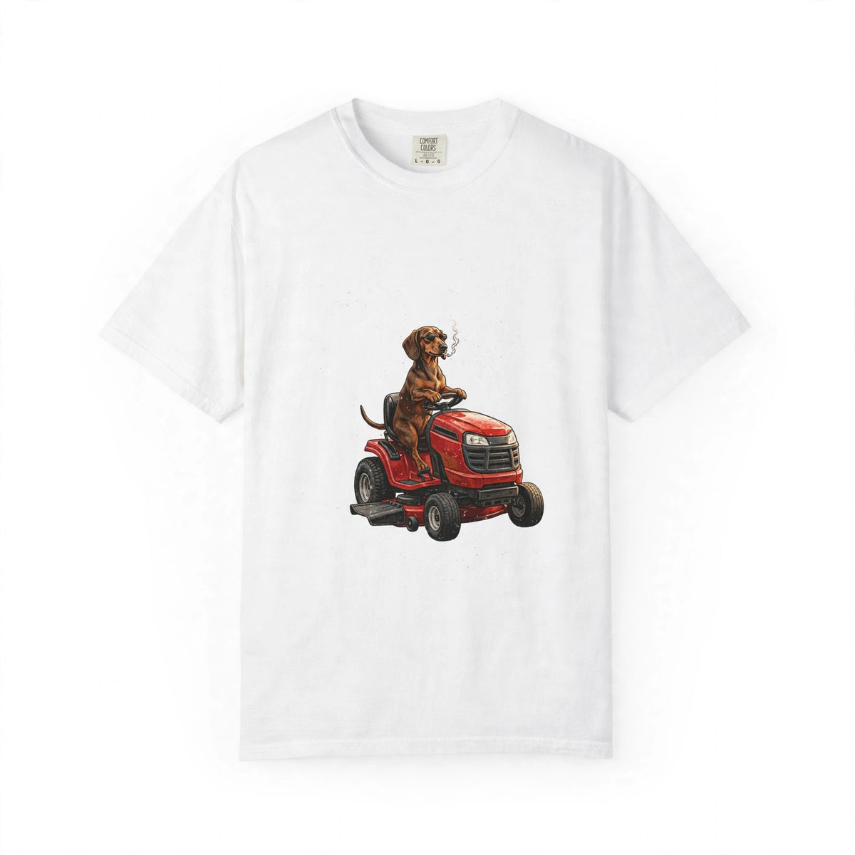 Dachshund Lawn Mower Tee | Funny Spring Dog Graphic Shirt