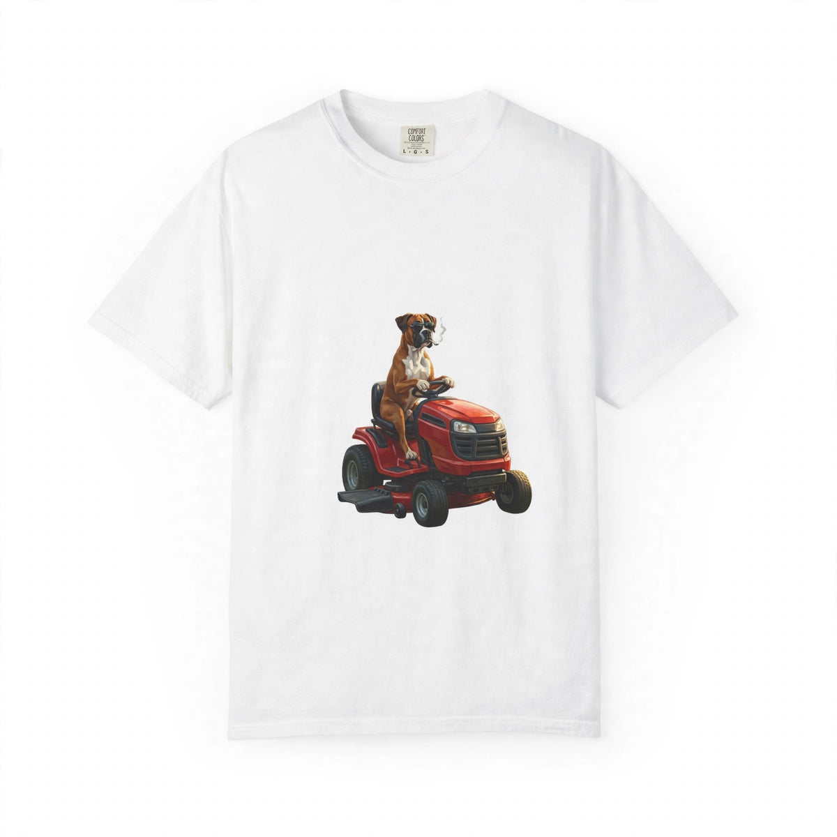 Boxer Lawn Mower Tee | Funny Spring Dog Graphic Shirt