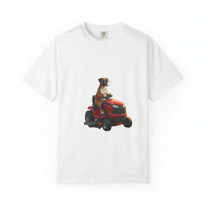 Boxer Lawn Mower Tee | Funny Spring Dog Graphic Shirt