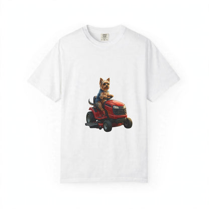 Yorkshire Terrier Lawn Mower Tee | Funny Spring Dog Graphic Shirt