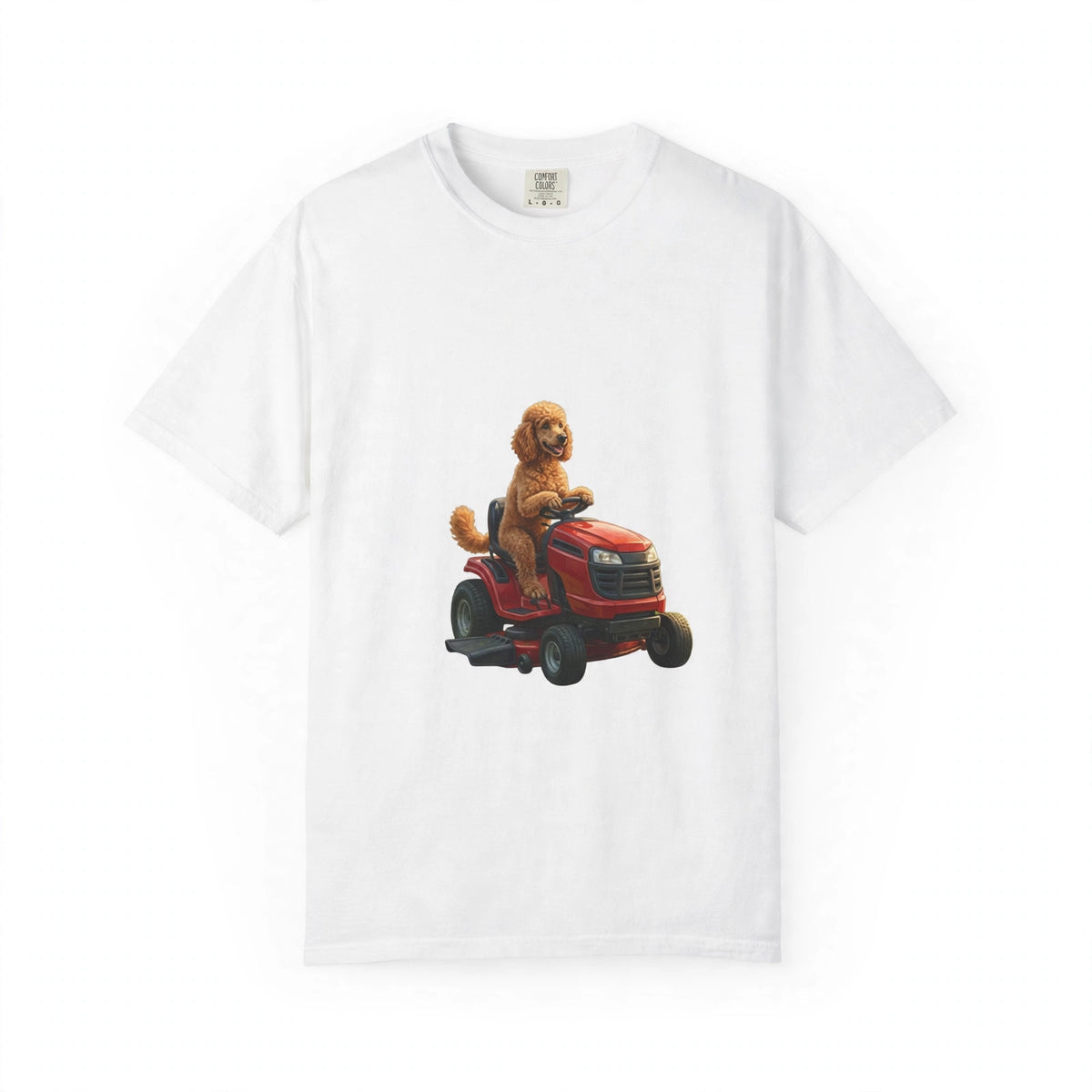 Poodle Lawn Mower Tee | Funny Spring Dog Graphic Shirt
