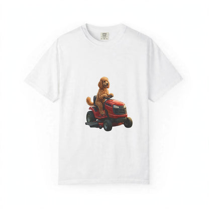 Poodle Lawn Mower Tee | Funny Spring Dog Graphic Shirt
